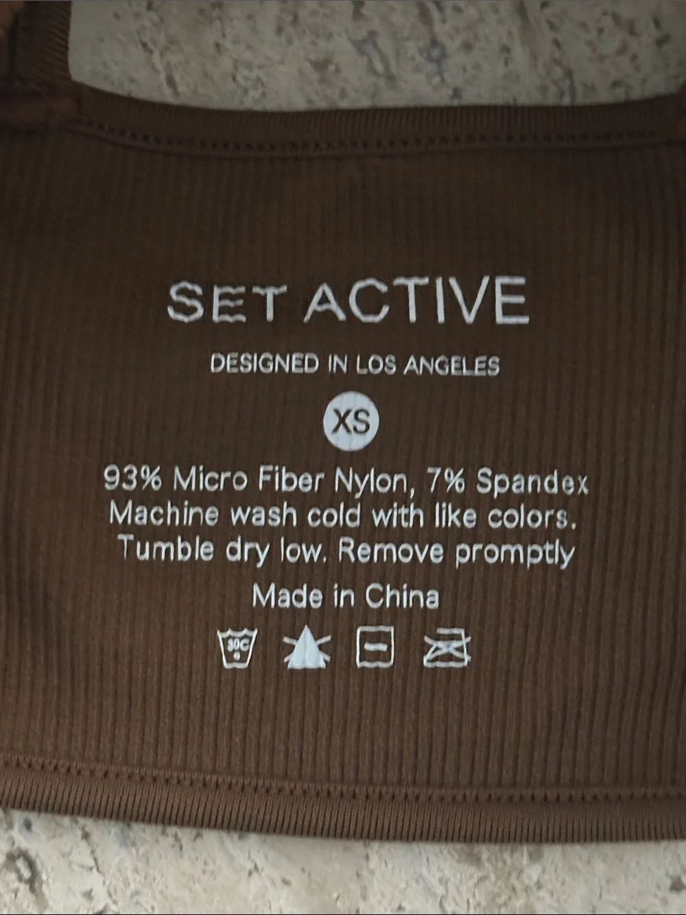 SET Active Contour Bra Structured Wireless Ribbed Sports Bra in Rust Brown Sz XS